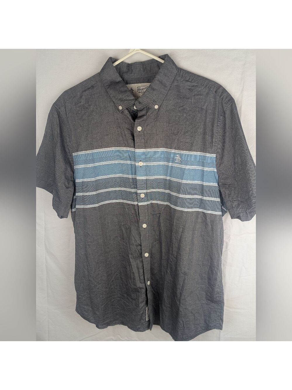 Original Penguin By Munsingwear Charcoal and Sky Blue Button Down Shirt